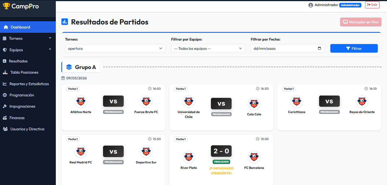 Resultados de Partidos